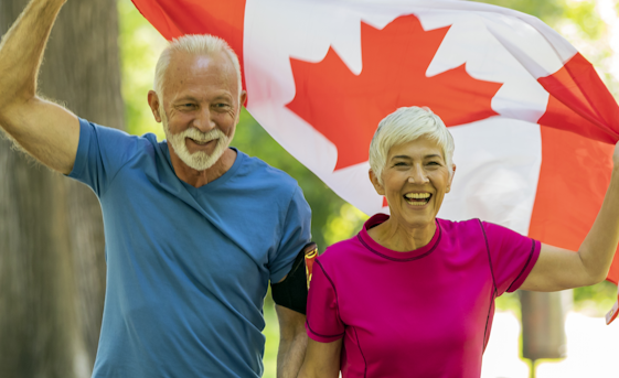 Life Assure Seniors Proudly Canadian Walking In Park Mobile